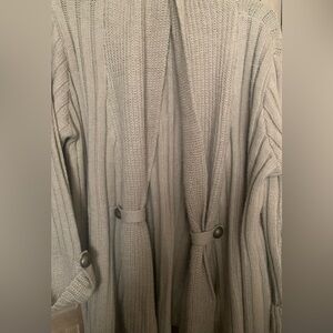 ANA Cardigan Sweater Womens XL Beige Cable Knit Open Front